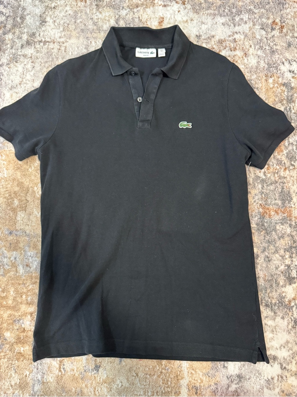 Lacoste Black Polo with Green Crocodile Logo